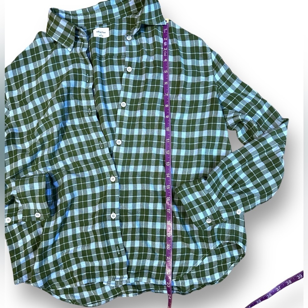 Aritzia Wilfred Free Plaid Button Down Shirt Blue and Green Size Small - Picture 5 of 8